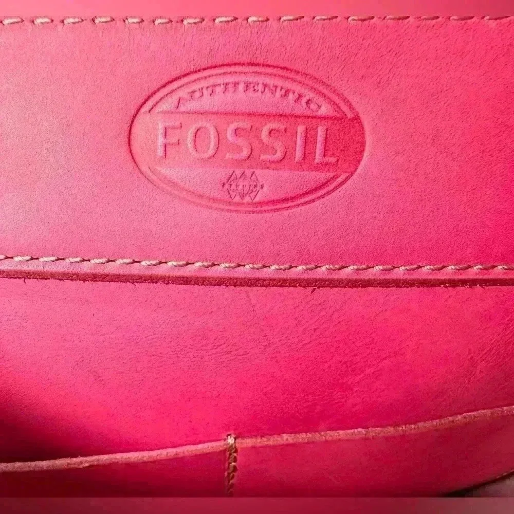 Fossil Leather Fuchsia Tote Summer Spring Bag